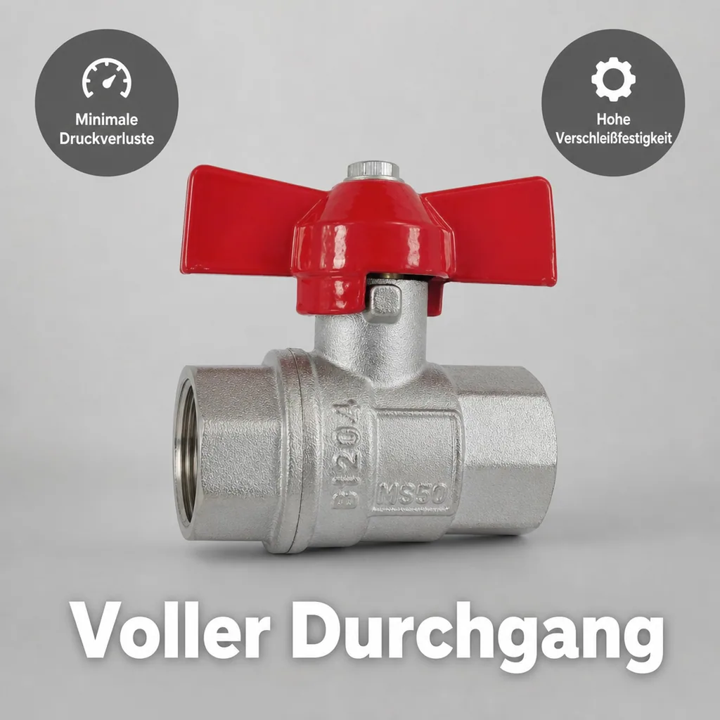 Kugelhahn 1/2 Zoll, Flügelgriff, Messing, Innengewinde