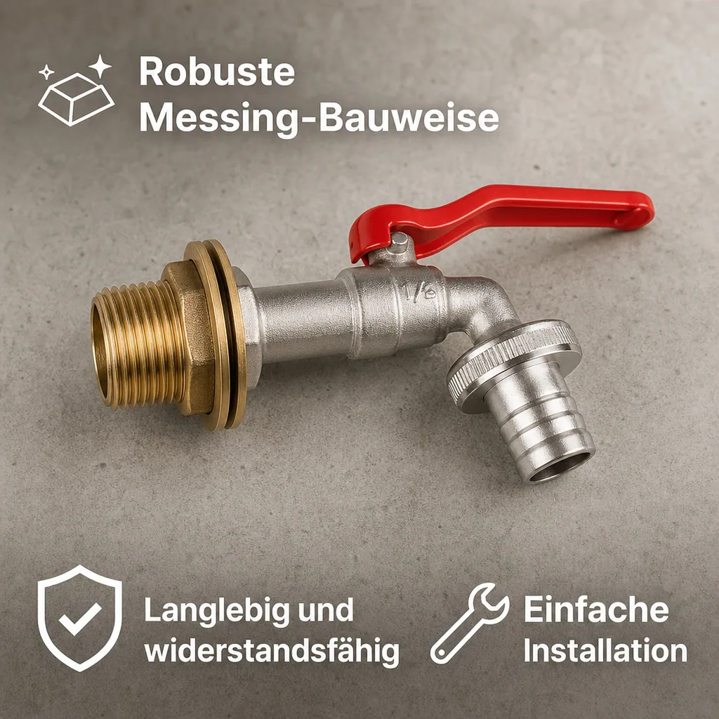 Auslaufventil 3/4 Zoll, Hebel Auslaufhahn für Garten und Wandmontage