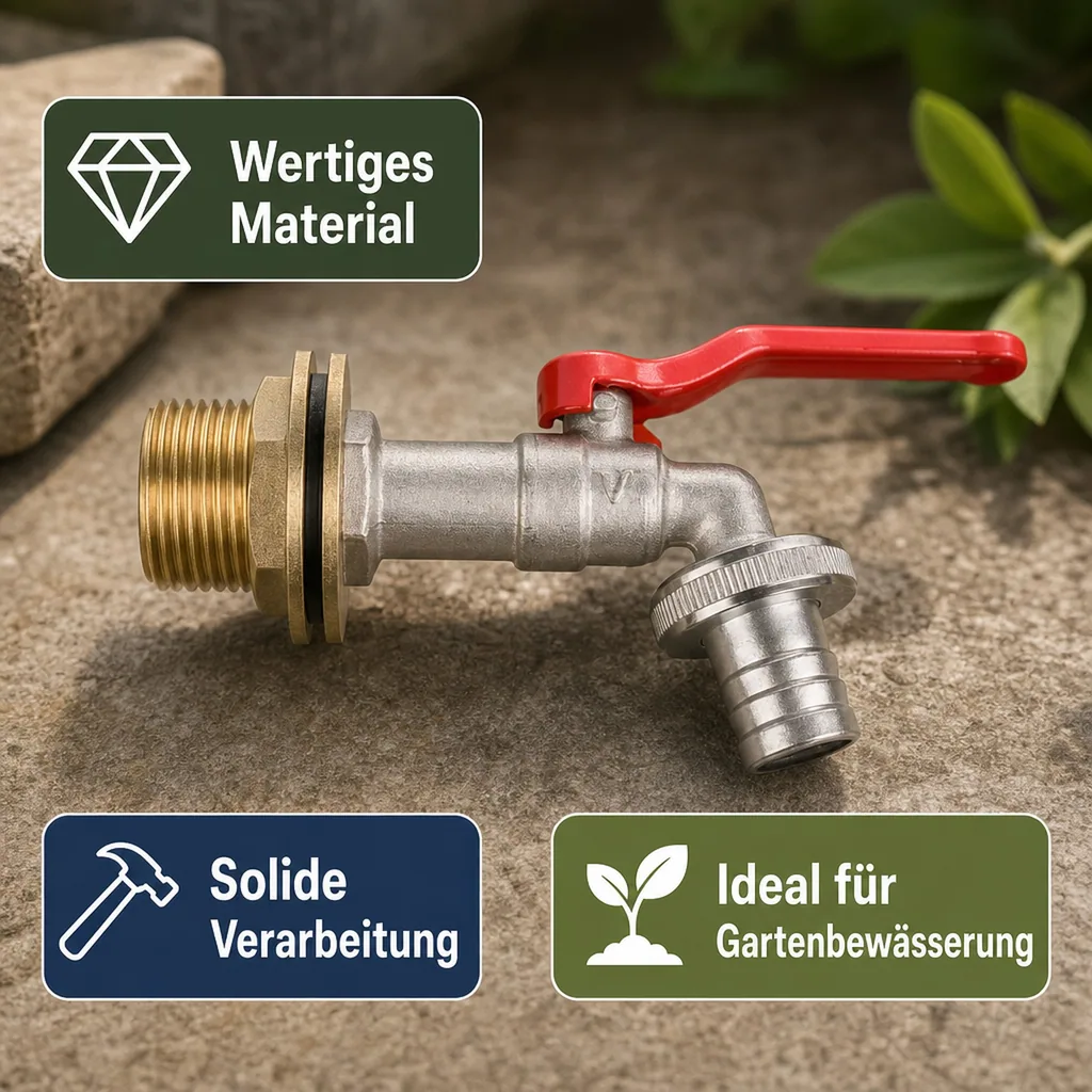 Auslaufventil 3/4 Zoll, Hebel Auslaufhahn für Garten und Wandmontage