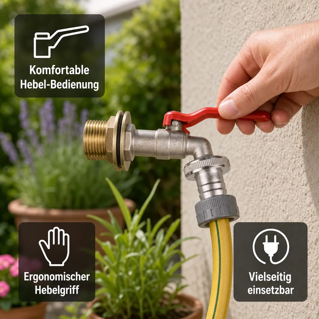 Auslaufventil 3/4 Zoll, Hebel Auslaufhahn für Garten und Wandmontage