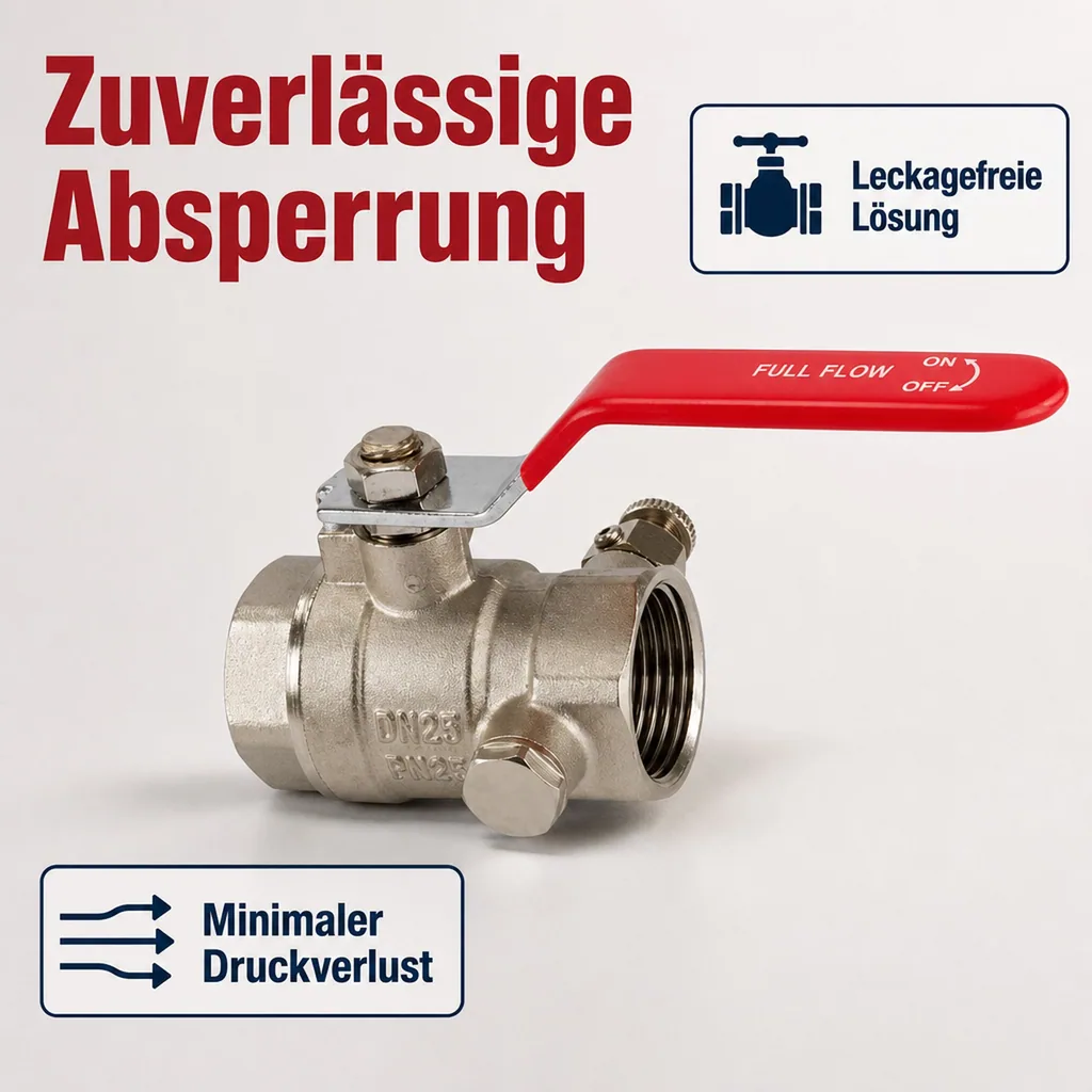 Hebel Kugelhahn m.Entleerung 1 Zoll