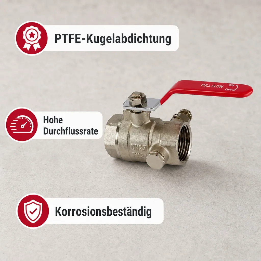 Hebel Kugelhahn m.Entleerung 1 Zoll