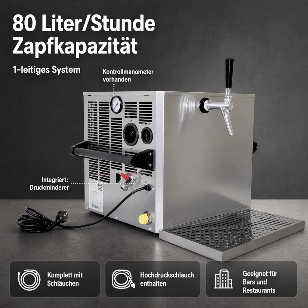 Zapfanlage, Bierzapfanlage - Trockenkühlgerät, 80 Liter/h, 1-leitig