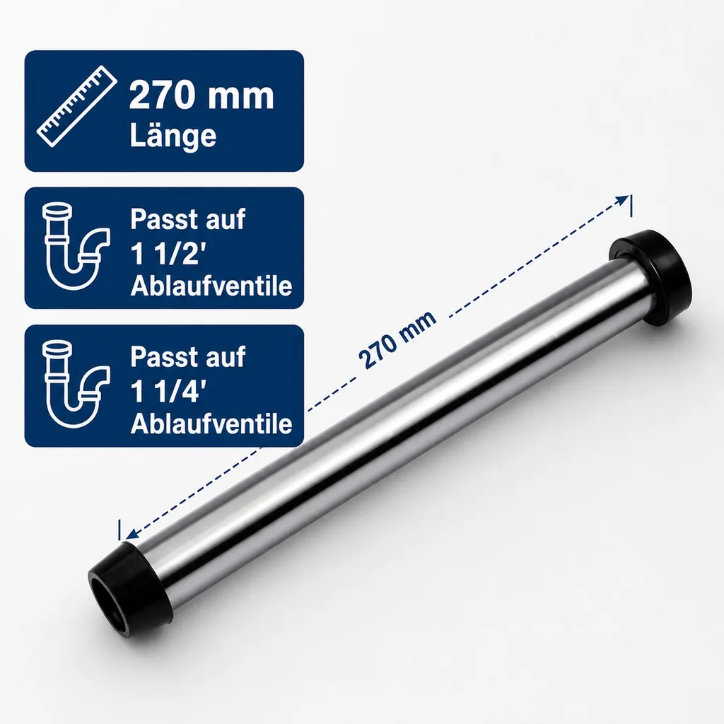 Standrohr für Spülbecken aus CNS, 270 mm lang