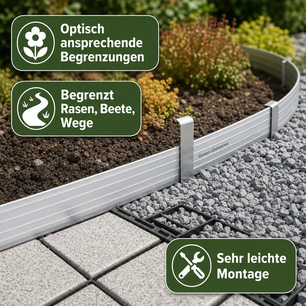 Green Universe Rasenkante 10cm x 100cm | Beeteinfassung | Beetumrandung | Beetbegrenzungen