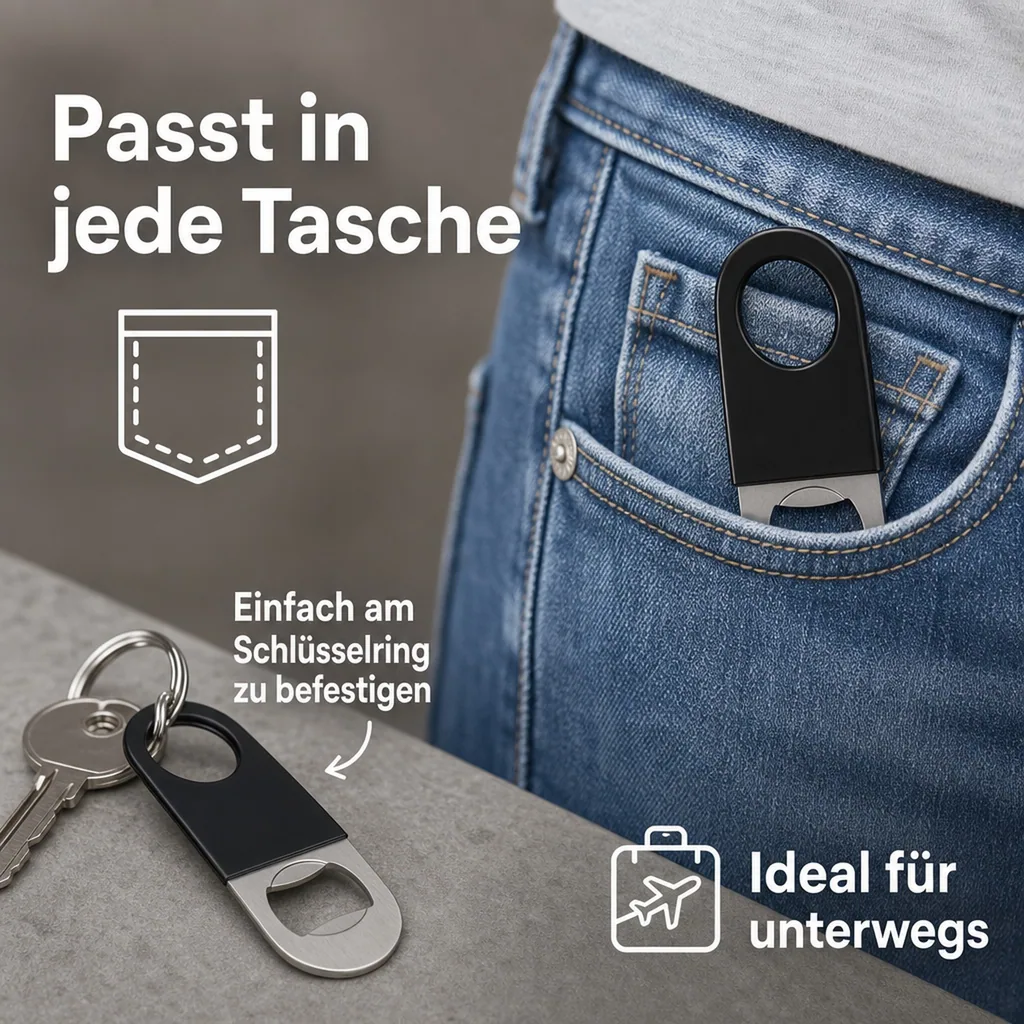 Flaschenöffner, Bieröffner, Kapselheber - SPEED OPENER MINI mit Vinyl, Schwarz