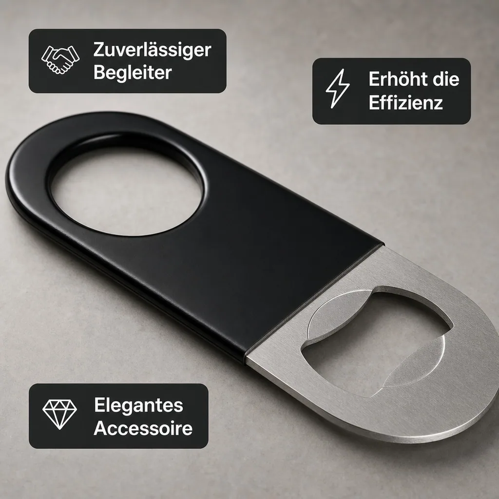 Flaschenöffner, Bieröffner, Kapselheber - SPEED OPENER MINI mit Vinyl, Schwarz