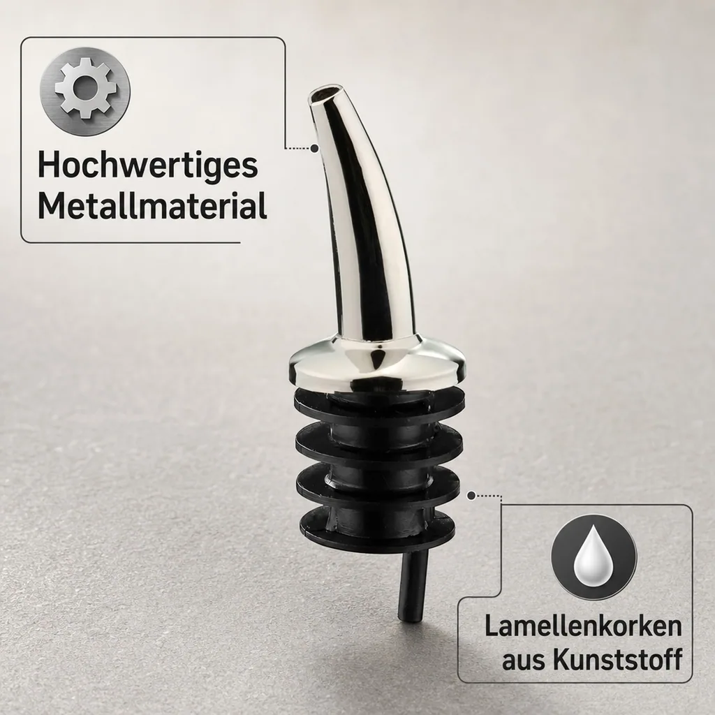 Ausgiesser, Ausgießer - QUICK RIP, für Flaschen 0,5-,5 lt, mit kurzem Gießrohr und Lamellenkorken
