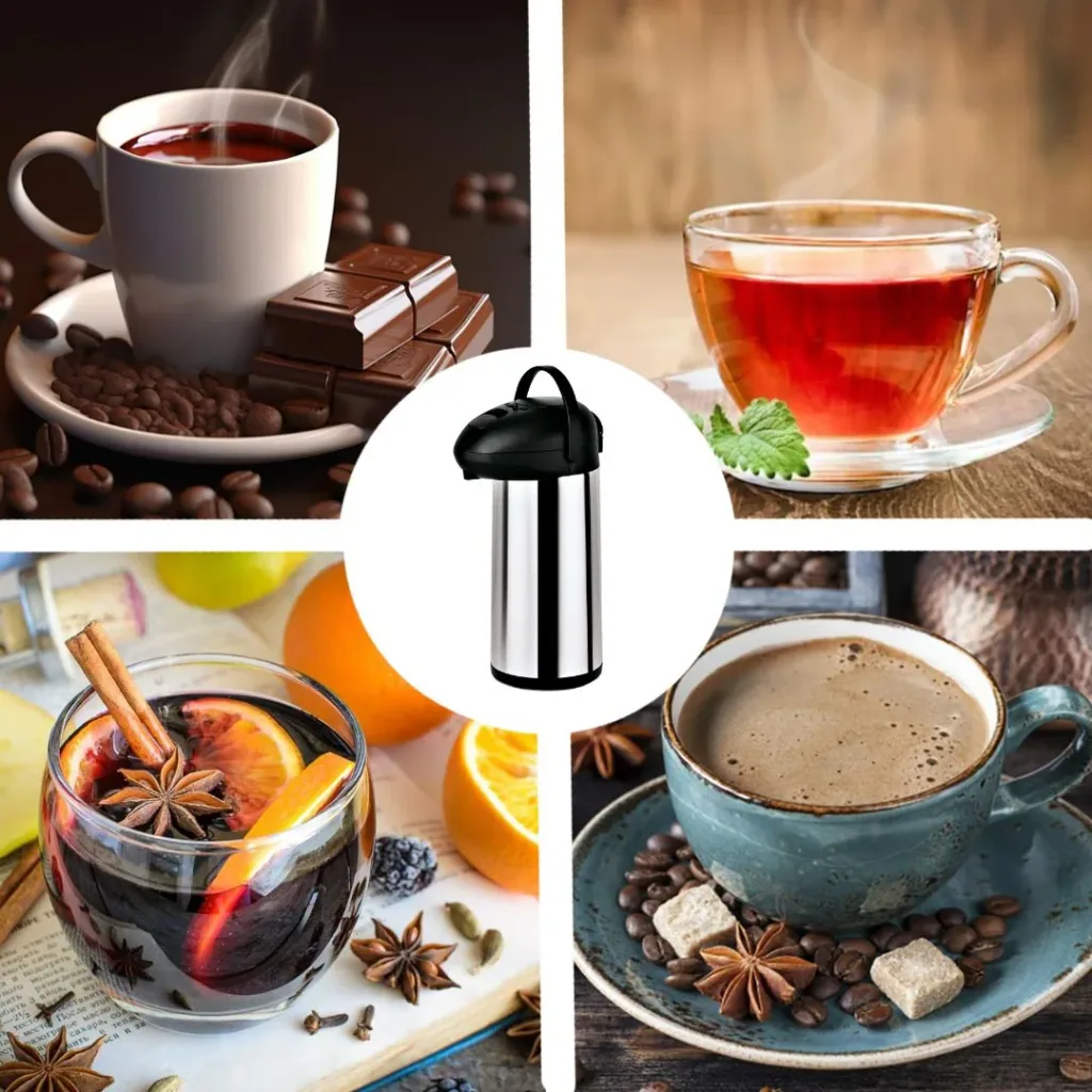 Thermoskanne, Pumpkanne – 5L | Edelstahl | Hält Getränke 12 Stunden warm