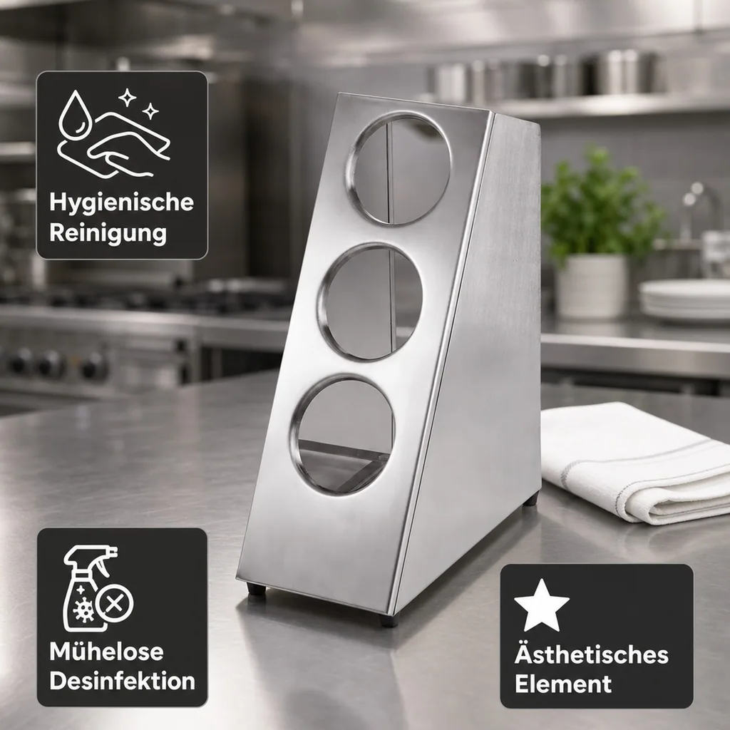 Besteckkasten, Besteckeinsatz, Besteckbox Gastro 3 Besteckköcher, Turm: Rutschfest & Platzsparend