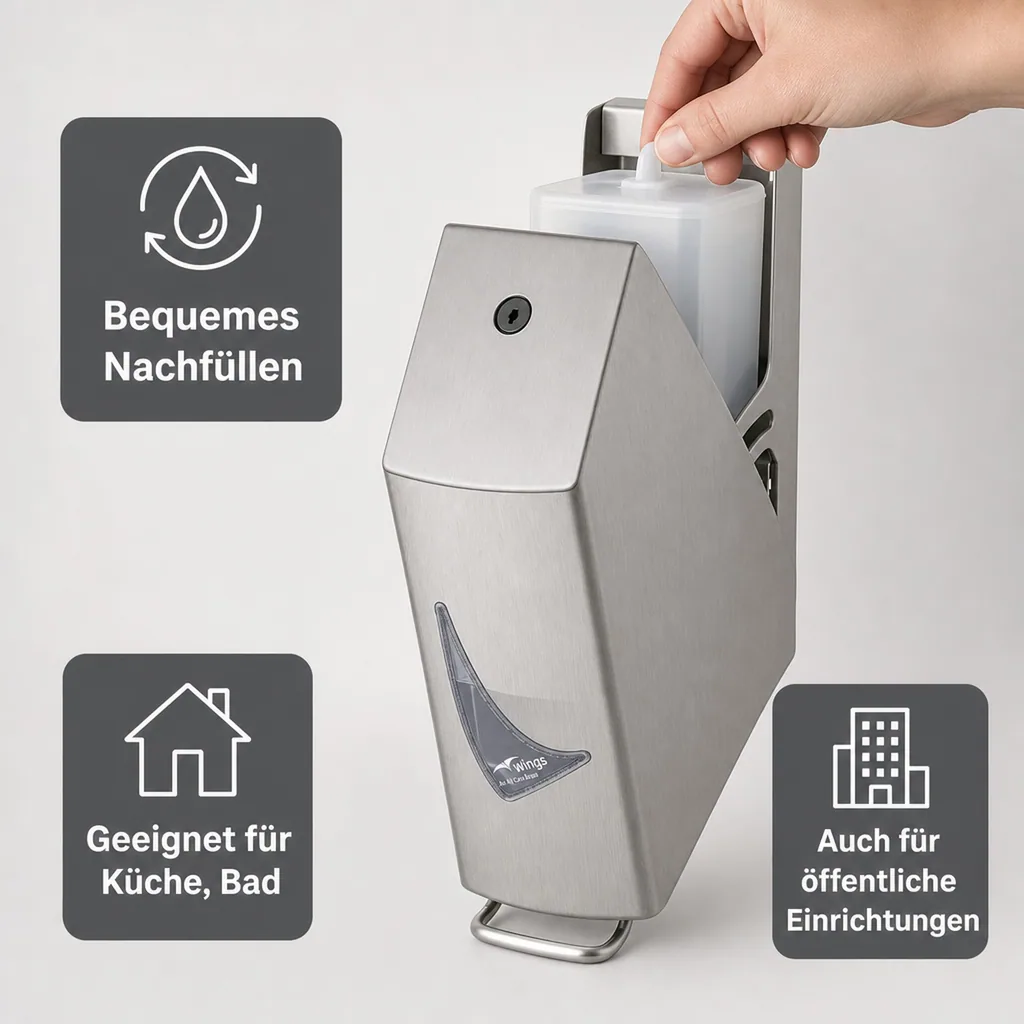 Seifenspender, Schaumseifenspender Edelstahl AFP-C - WIN SDR04 SAL, 400ml