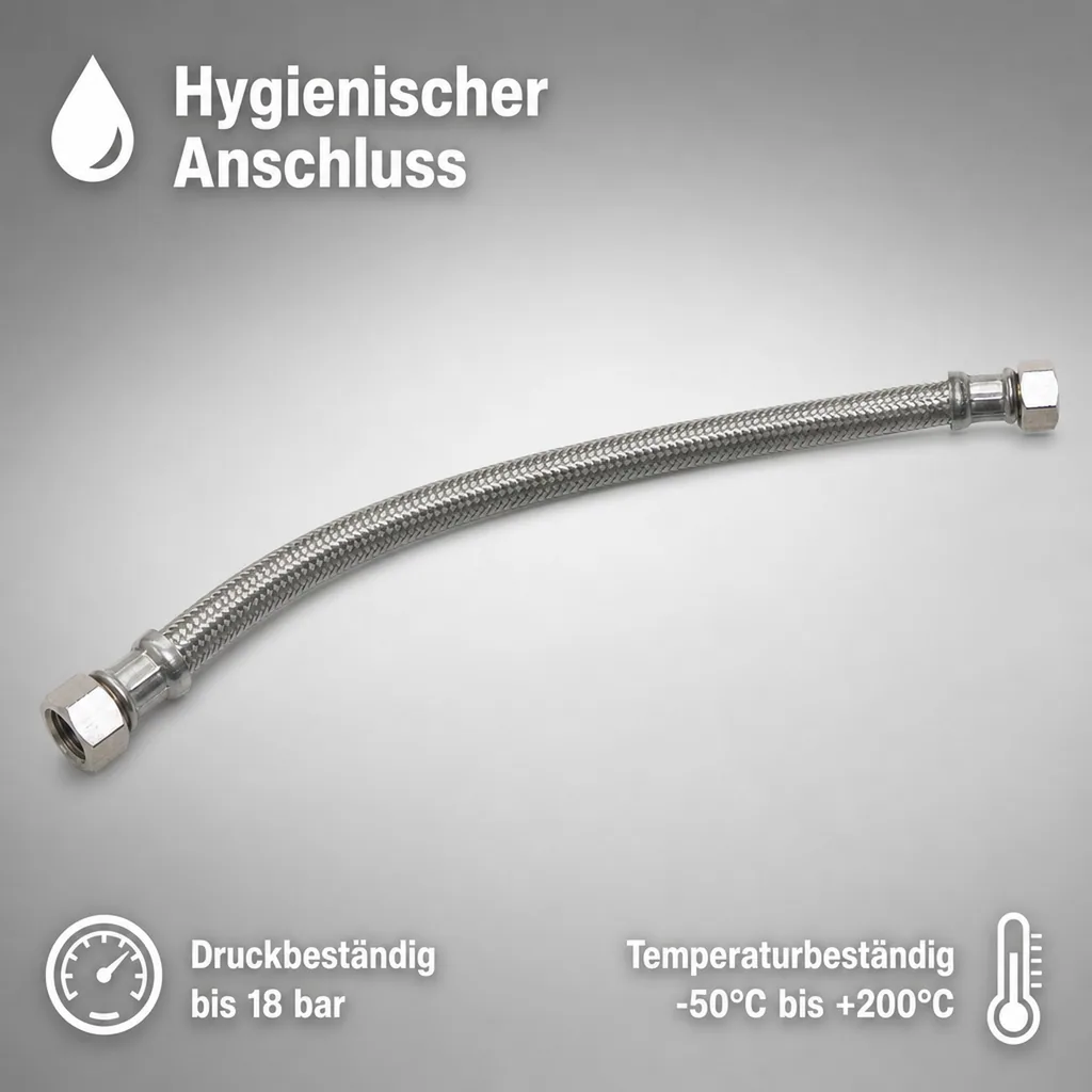 Panzerschlauch 3/4 Zoll, Flexschlauch, Edelstahl, 800mm, DN13, DVGW-Zertifiziert