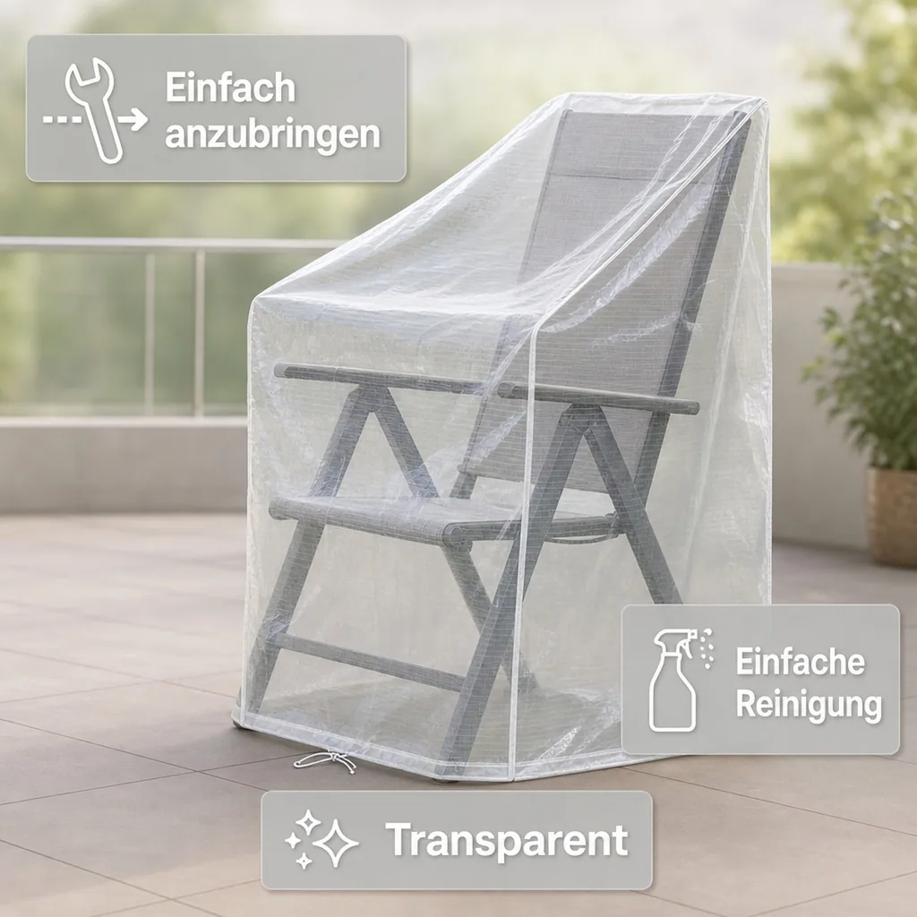 Schutzhülle Gartenstuhl Transparent, Abdeckhaube für verstellbaren Stuhl 65x65x120/80 cm