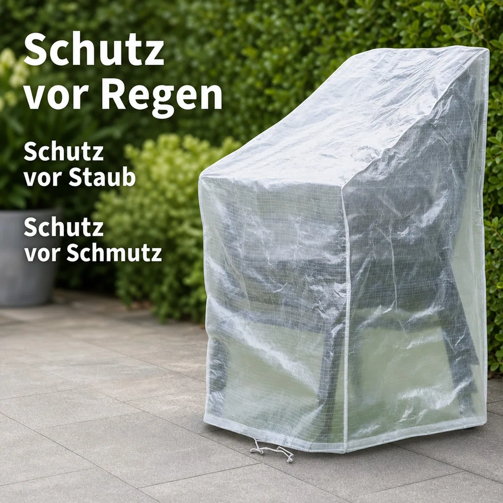 Schutzhülle Gartenstuhl Transparent, Abdeckhaube für verstellbaren Stuhl 65x65x120/80 cm