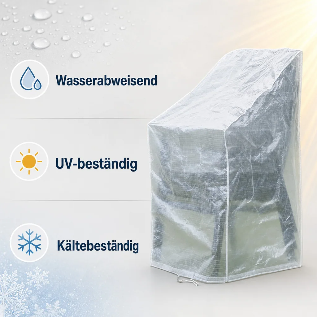 Schutzhülle Gartenstuhl Transparent, Abdeckhaube für verstellbaren Stuhl 65x65x120/80 cm