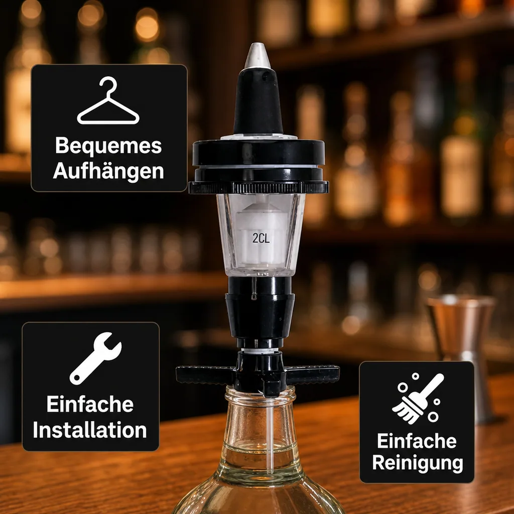 PRIMA Portionierer, Getränkeportionierer, Schnapsspender für Spirituosenflaschen, hängend, Ausschankmenge: 40 ml