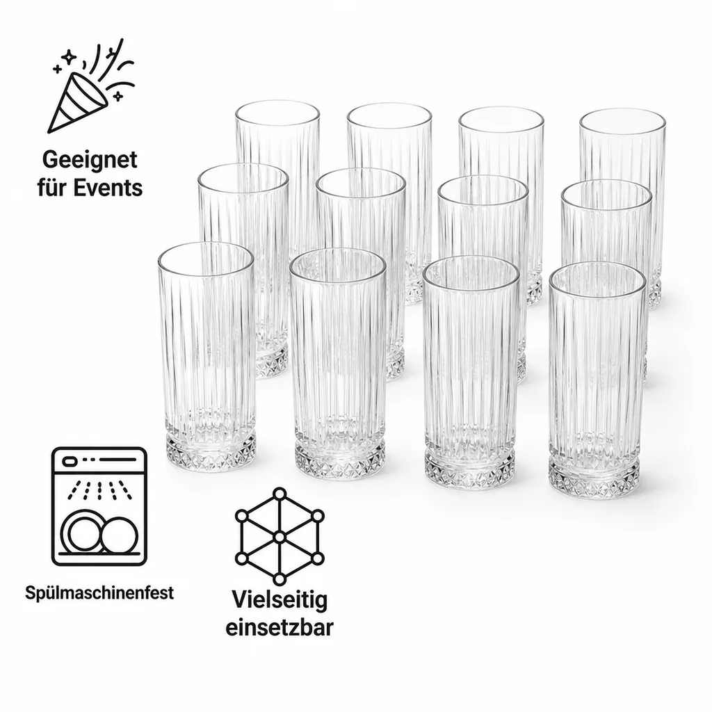 Longdrinkgläser, Trinkgläse - 12er-Set - Elysia, 445 ml