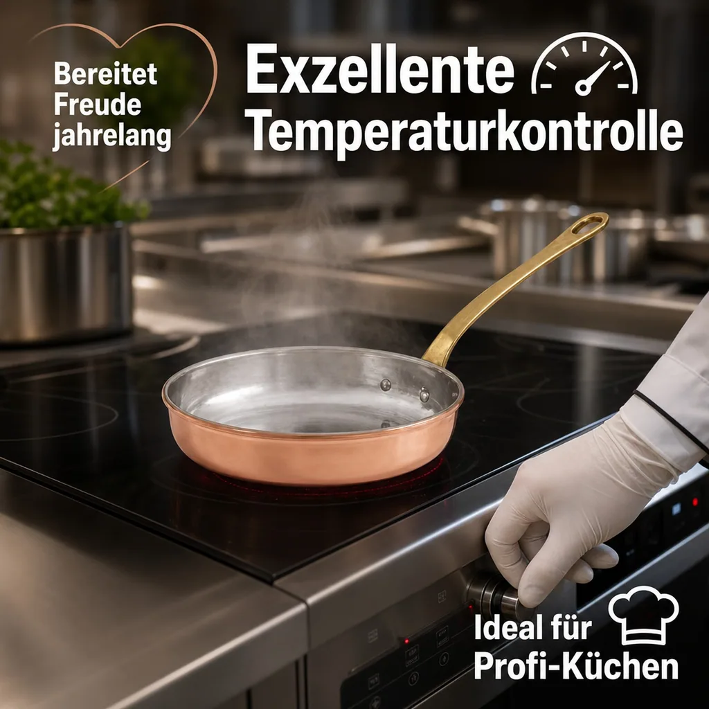Bratpfanne, Kupferpfanne - aus Kupfer und Messing, 24cm