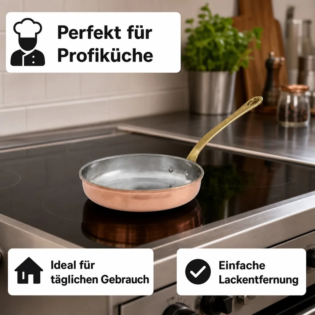 Bratpfanne, Kupferpfanne - aus Kupfer und Messing, 22cm