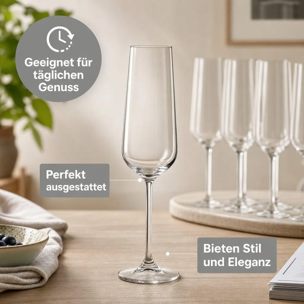 Champagnergläser, Sektgläser - Allegra: 6er-Set, Kristallglas, 195ml