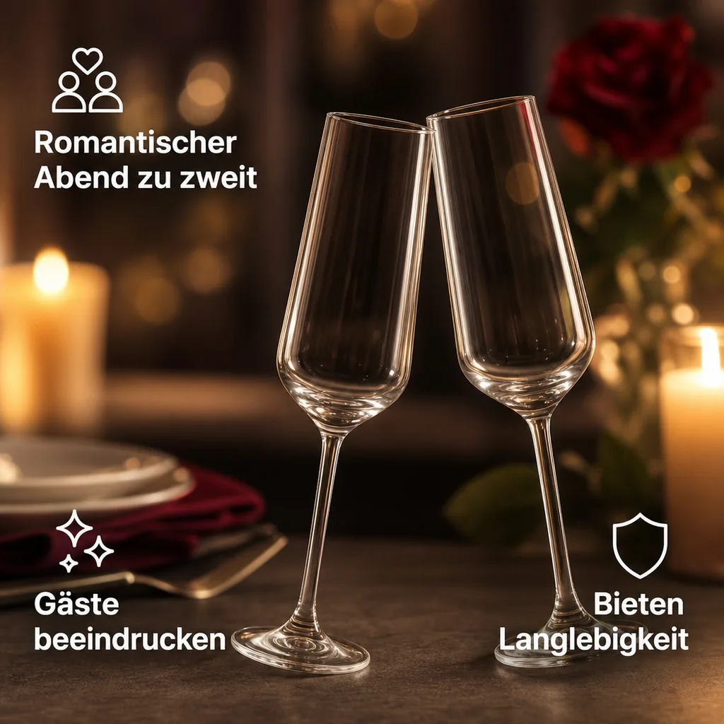 Champagnergläser, Sektgläser - Allegra: 6er-Set, Kristallglas, 195ml