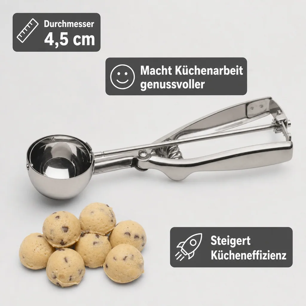 Eisportionierer, Eislöffel, Eiskugelformer - Chrom Nickel Stahl, Durchmesser 4,5cm