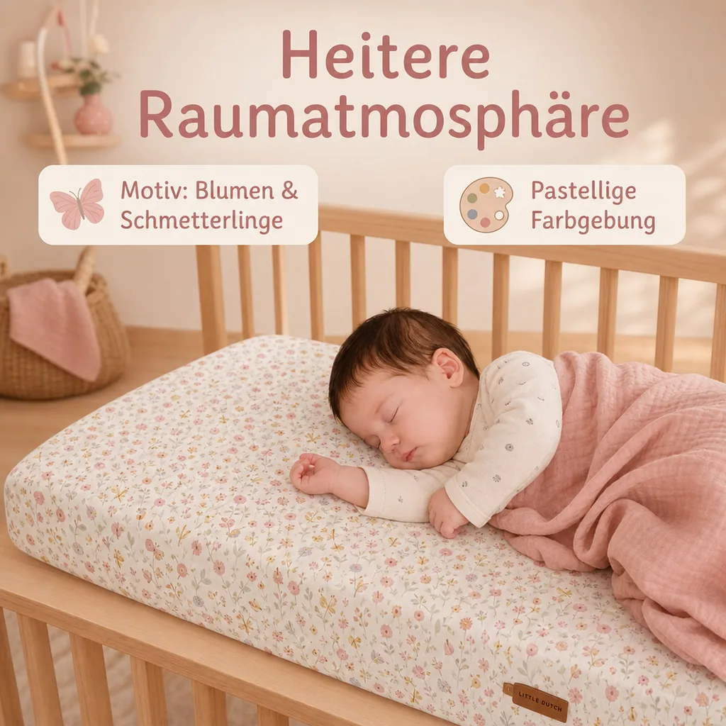 Little Dutch Bettlaken Babybett 70x140 "Flowers & Butterflies"
