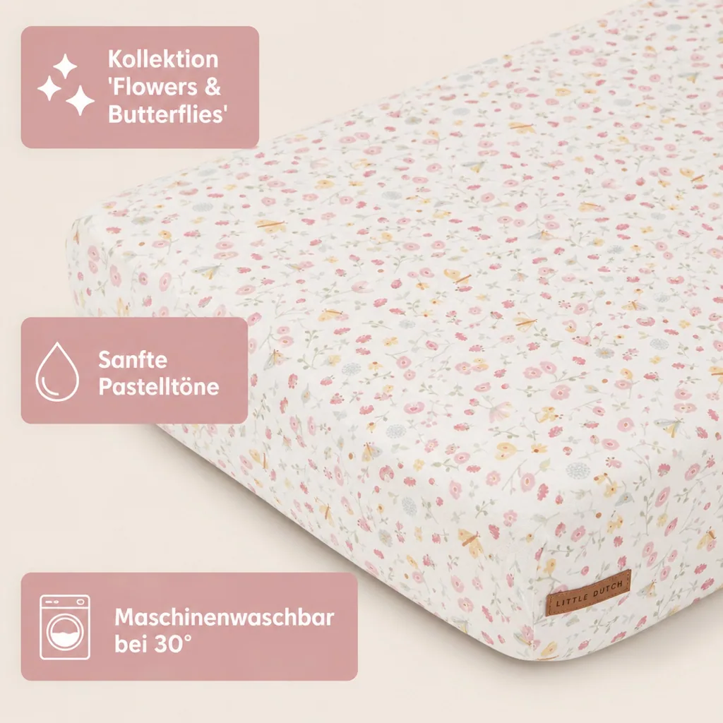 Little Dutch Bettlaken Babybett 70x140 "Flowers & Butterflies"