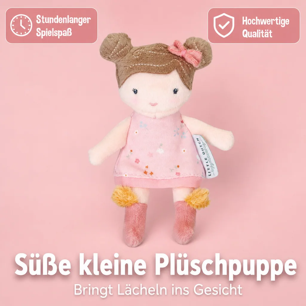 Little Dutch Stoffpuppe, Kuschelpuppe - Rosa, 10 cm