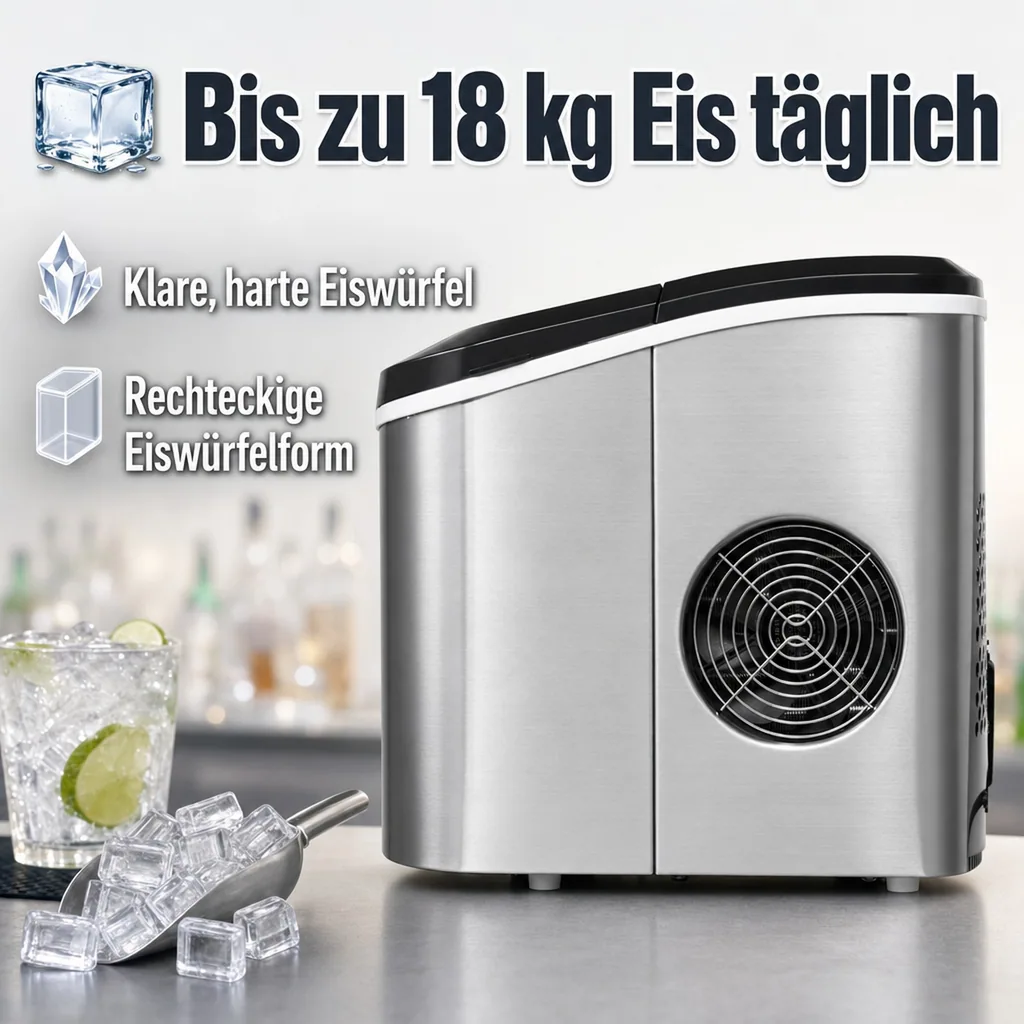 VEVOR HZB-15SA Eiswürfelmaschine 15 kg pro 24 Stunden Bullet Eiswürfel zwei Größen