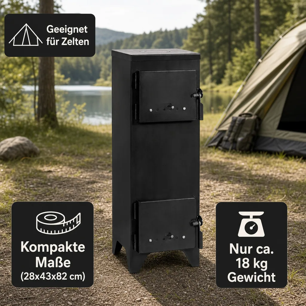 Campingofen, Zeltofen, Ofen für Camping, 18kg, Stahl Ofen