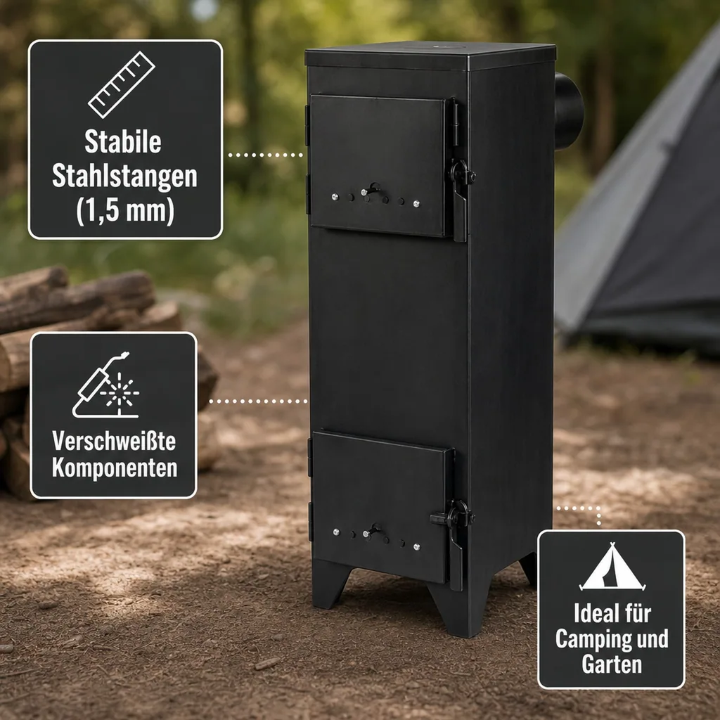 Campingofen, Zeltofen, Ofen für Camping, 18kg, Stahl Ofen