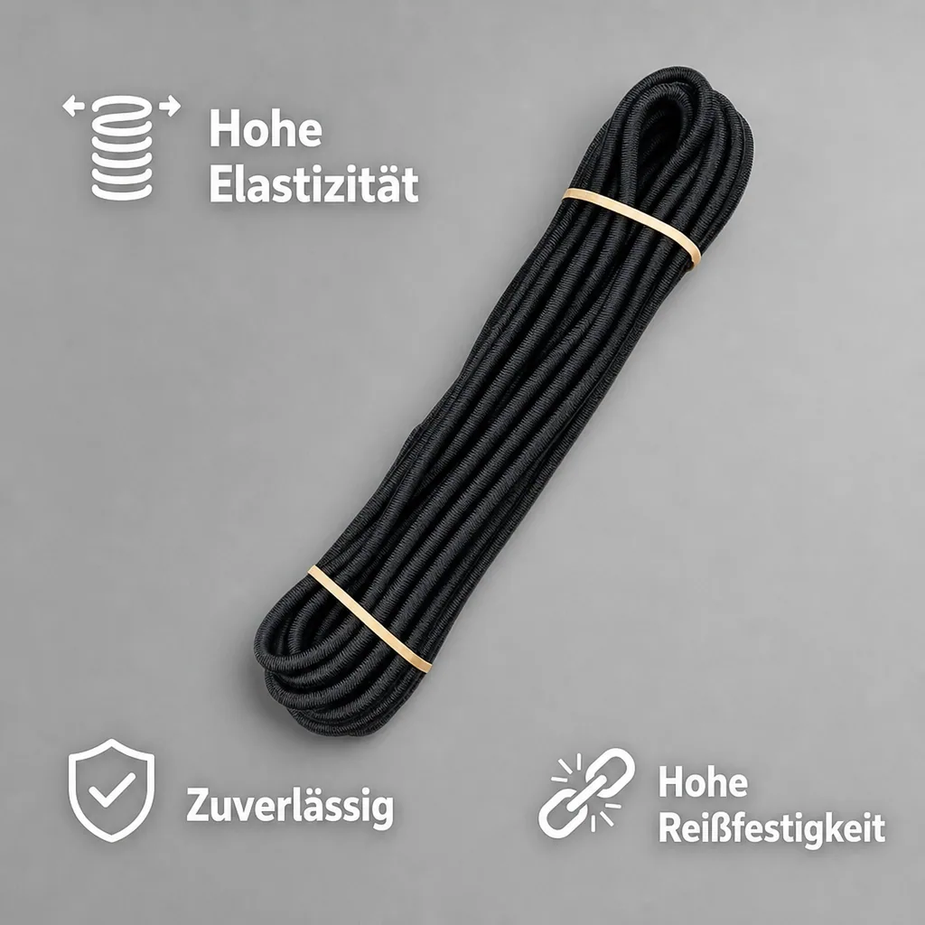 Expanderseil 6mm 10m schwarz, Gummiseil, elastisch