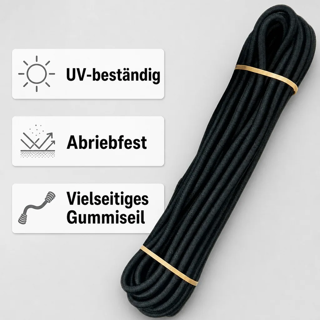 Expanderseil 6mm 10m schwarz, Gummiseil, elastisch
