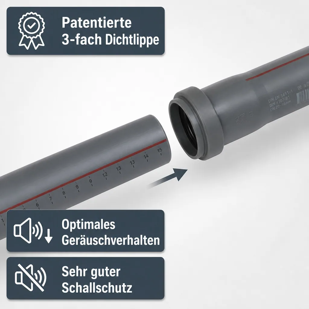 HT Rohr 110, Abwasserrohr, DN/OD 110x150, Hausentwässerung