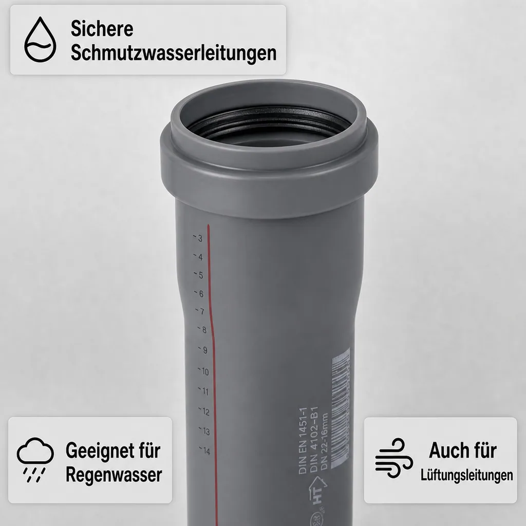 HT Rohr 110, Abwasserrohr, DN/OD 110x150, Hausentwässerung