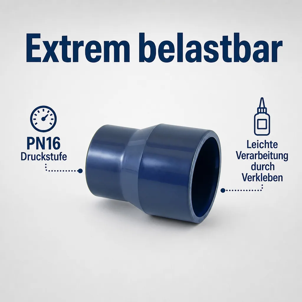 PVC - U Reduktion lang 63-50mm x 32 mm PN16