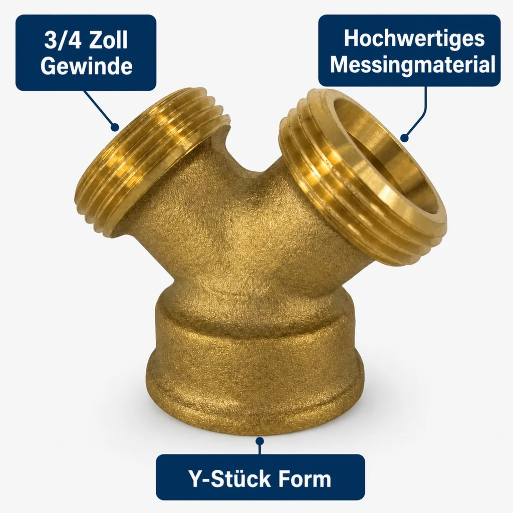 Messing Fitting, Gewindefitting, Y-Stück 3/4 Zoll, Sanitär, Heizung
