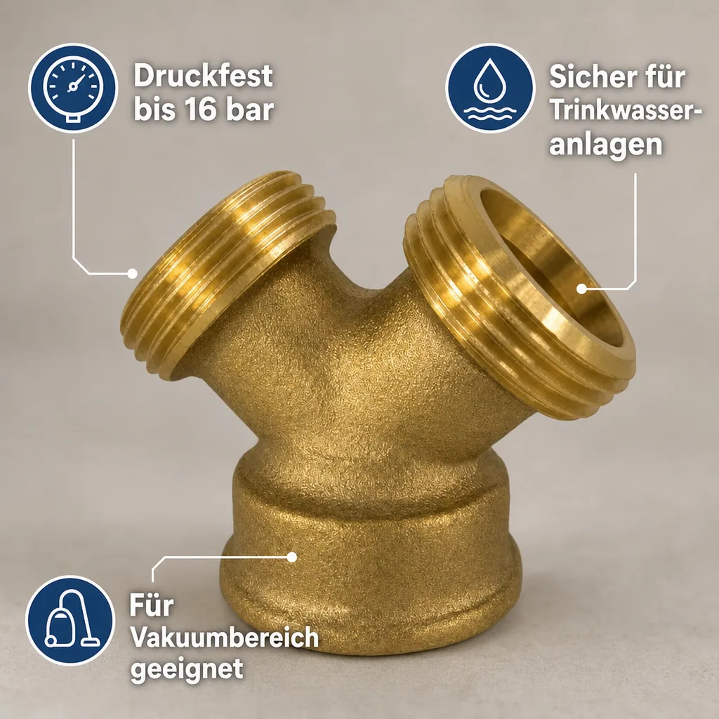 Messing Fitting, Gewindefitting, Y-Stück 3/4 Zoll, Sanitär, Heizung