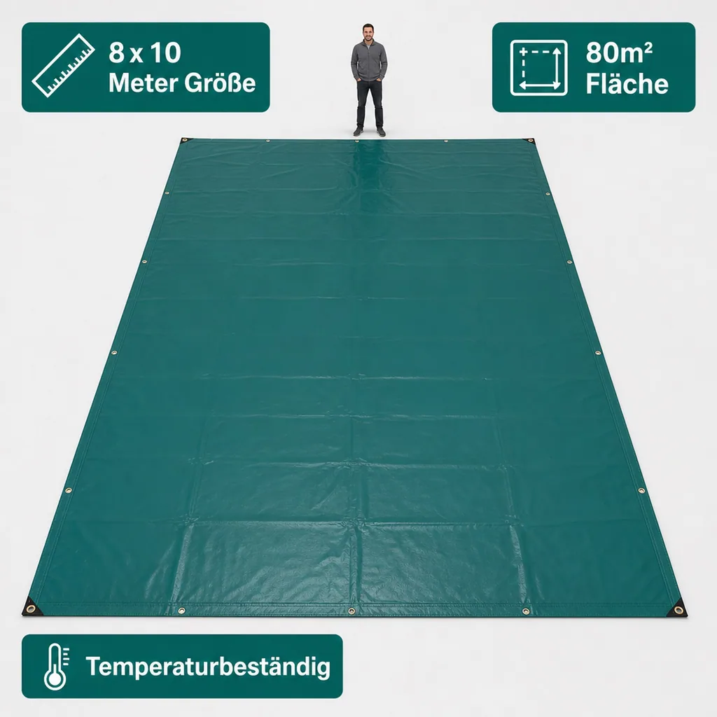 Abdeckplane grün 650 g/m², PVC Plane wasserdicht, 8 x 10 (80m²)