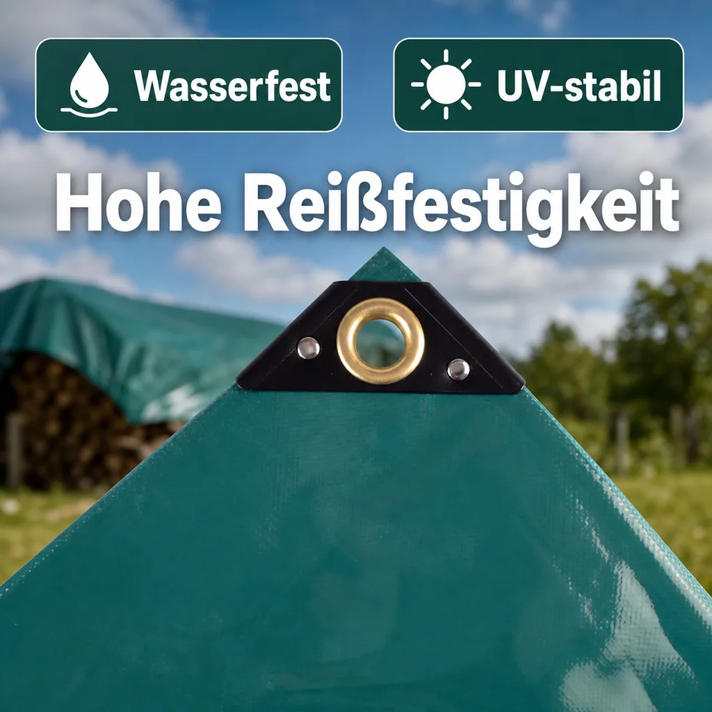 Abdeckplane grün 650 g/m², PVC Plane wasserdicht, 8 x 10 (80m²)