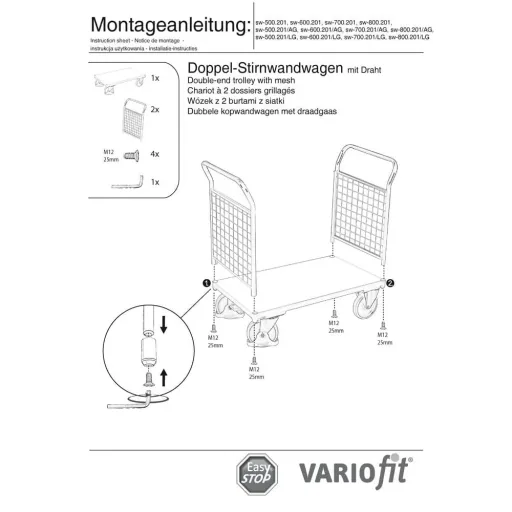 Drahtgitterwagen, Stirnwandwagen 400 kg, robuster Transportwagen