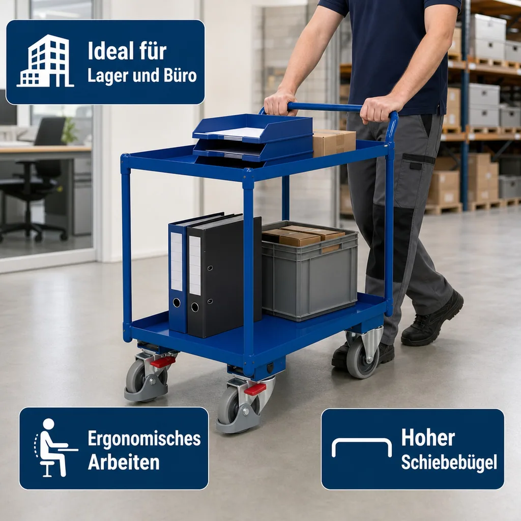 Tischwagen, Etagenwagen, Servierwagen groß, 2 Etagen, 400 kg Traglast
