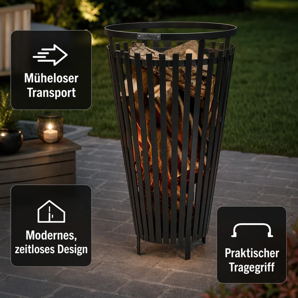 Feuerkorb Garten, Feuerstelle, Feuerkorb Stahl, Modern, 17kg