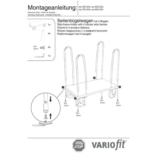 Seitenbügelwagen Typ M, EasySTOP, 500kg Traglast, Werkstattwagen enzianblau