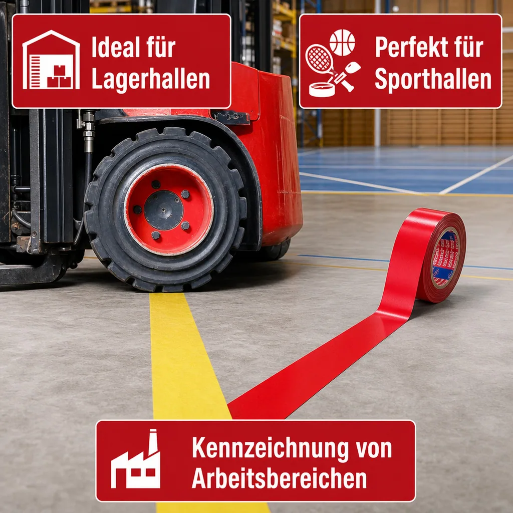 Bodenmarkierungsband, Markierungsband, PVC, rot, 50 mm x 33 m