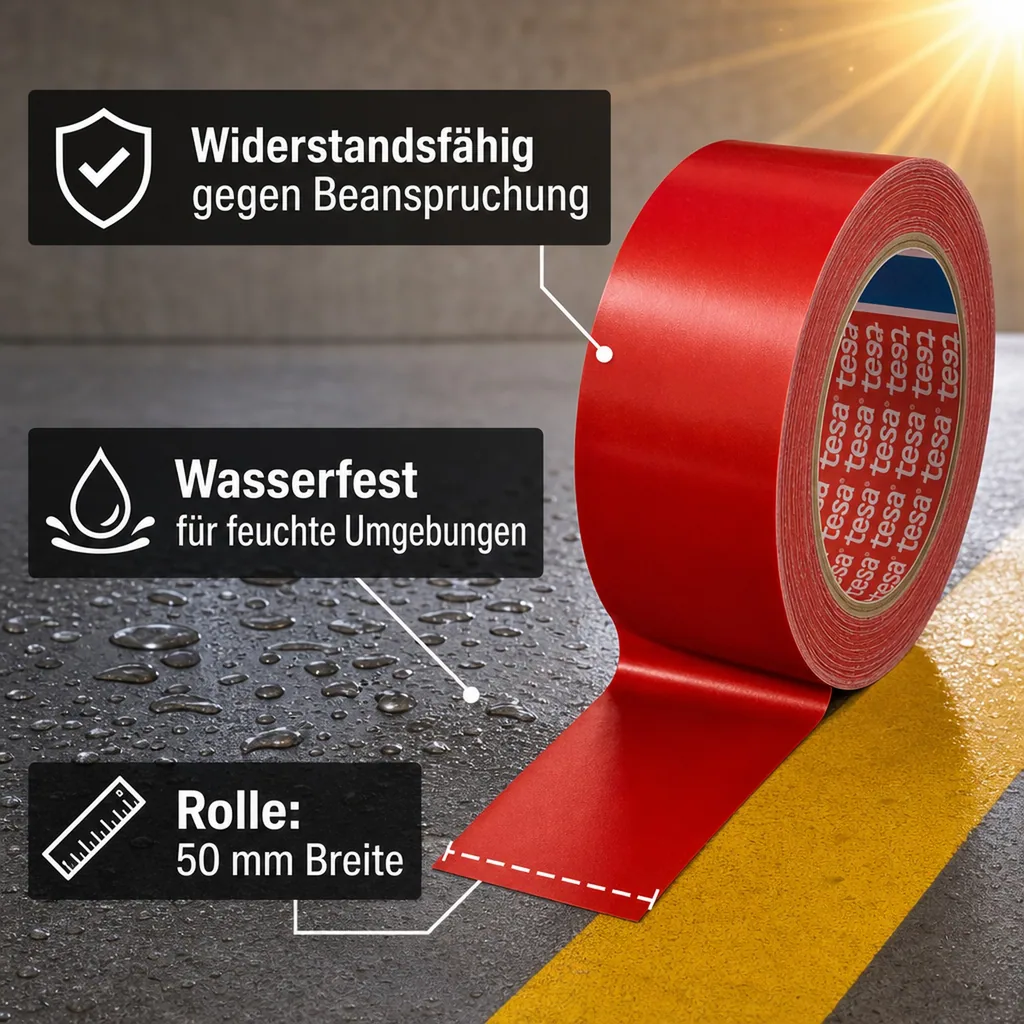 Bodenmarkierungsband, Markierungsband, PVC, rot, 50 mm x 33 m