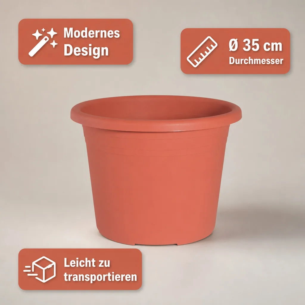 Blumentopf, Pflanztopf, Terracotta, CYLINDRO, Ø 35 cm, 14,5 Liter