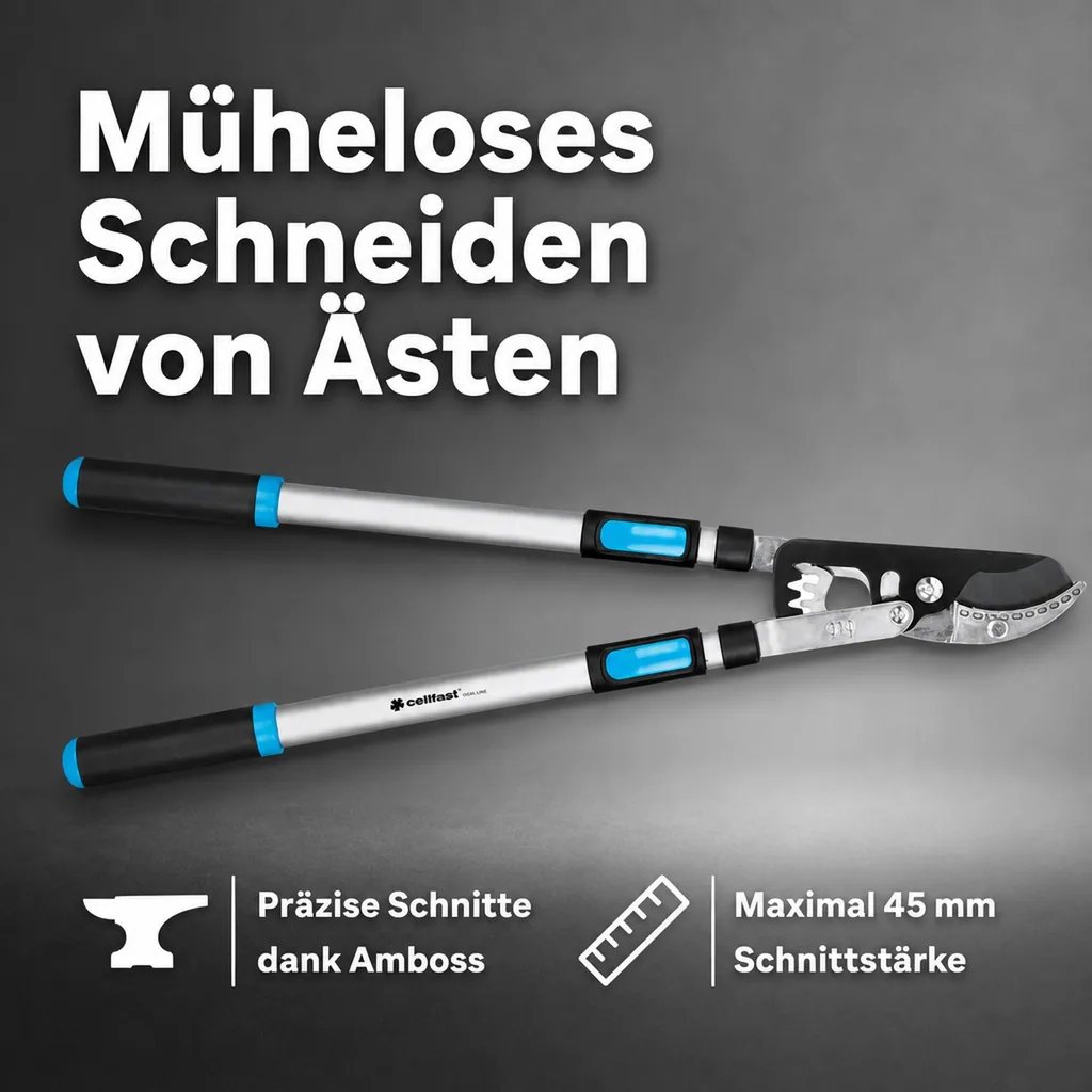 Astschere Teleskop, Amboss, Astschneider, 45mm