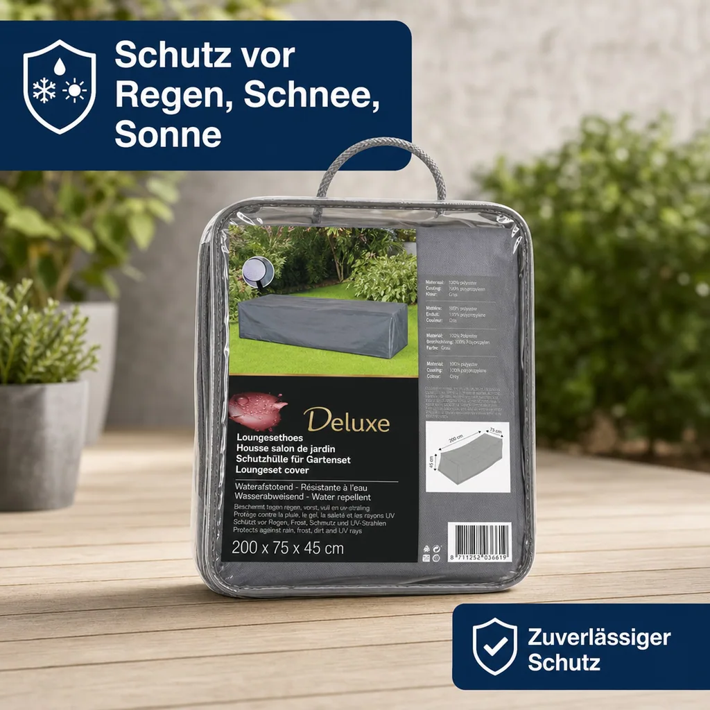 Schutzhülle Liege, Gartenliege Abdeckung, 200x75x45 cm, wasserabweisend, wetterfest